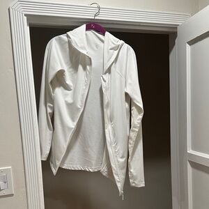Elegant White Hooded Utility Jacket